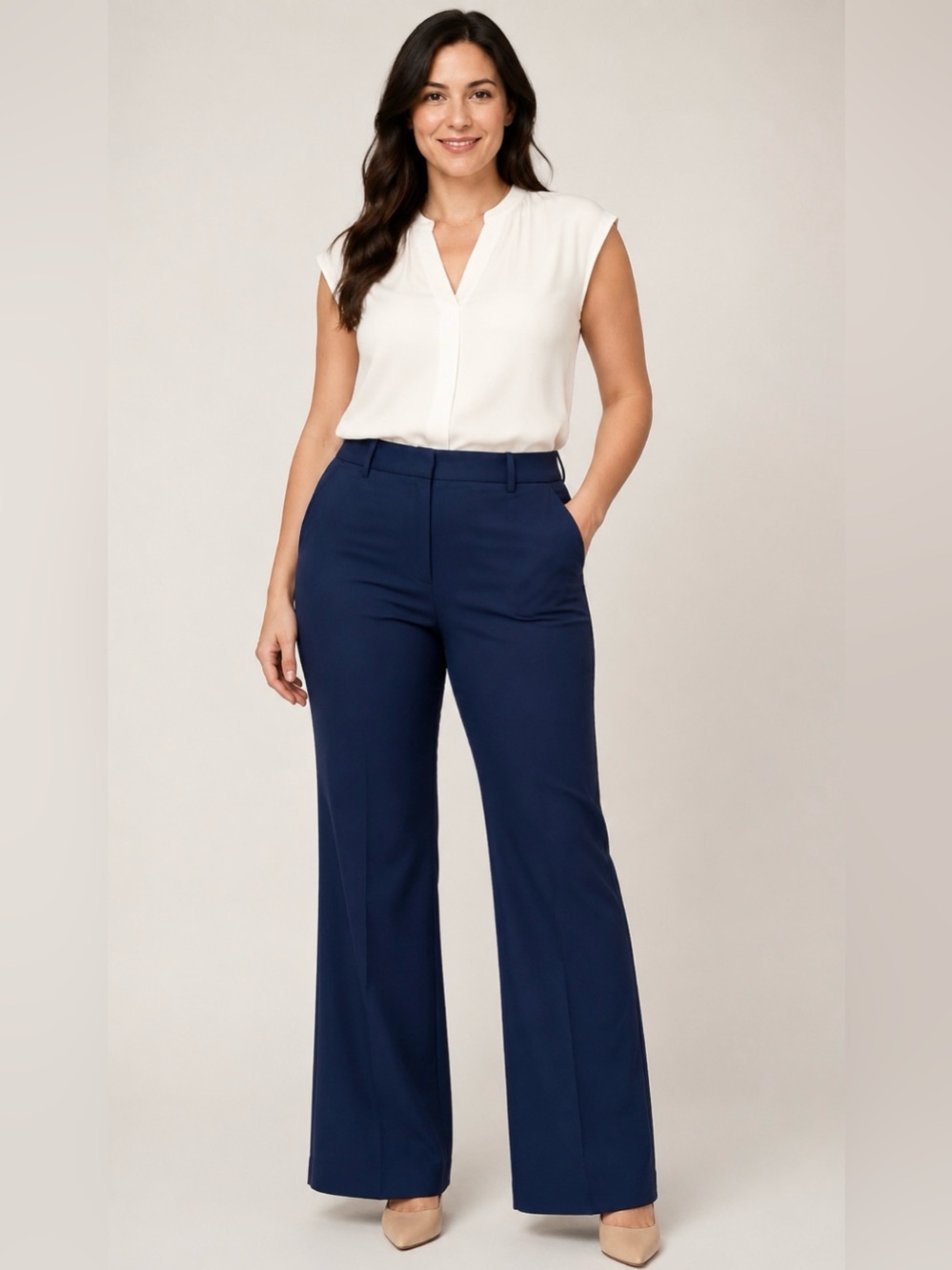 Worthington Navy Wide-Leg Trousers size 8